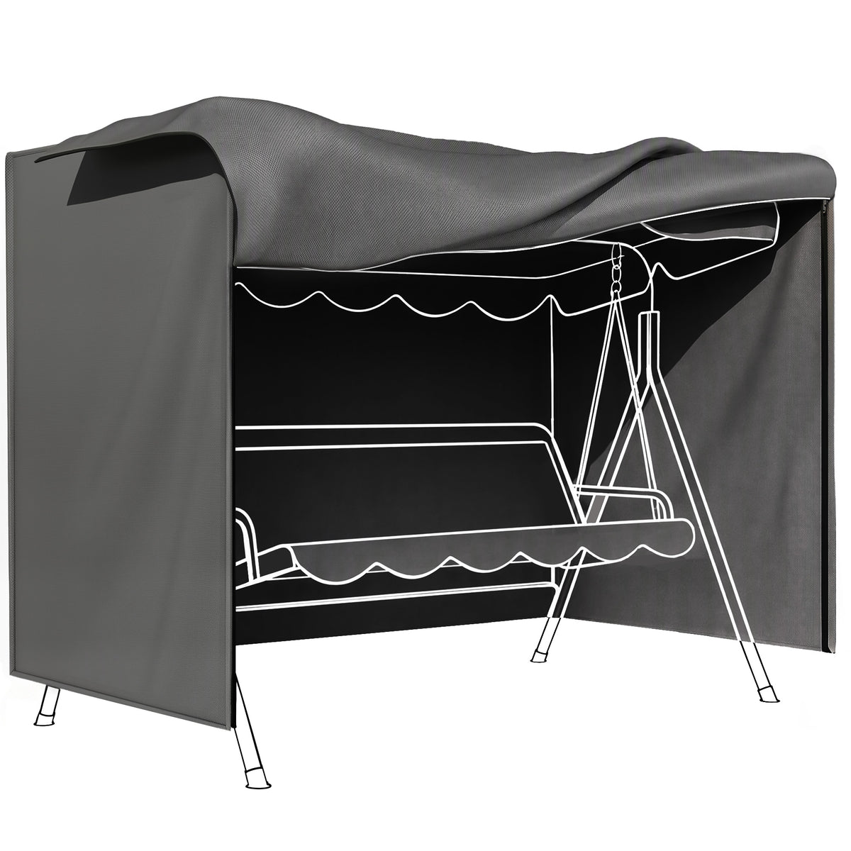 Garden swing cover, protective cover for porch swing, cover hood, waterproof, 205 x 124 x 164 cm, dark gray
