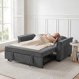 Futon sofa bed, adjustable backrest, 2-seater with 2 cushions, dark grey (9)