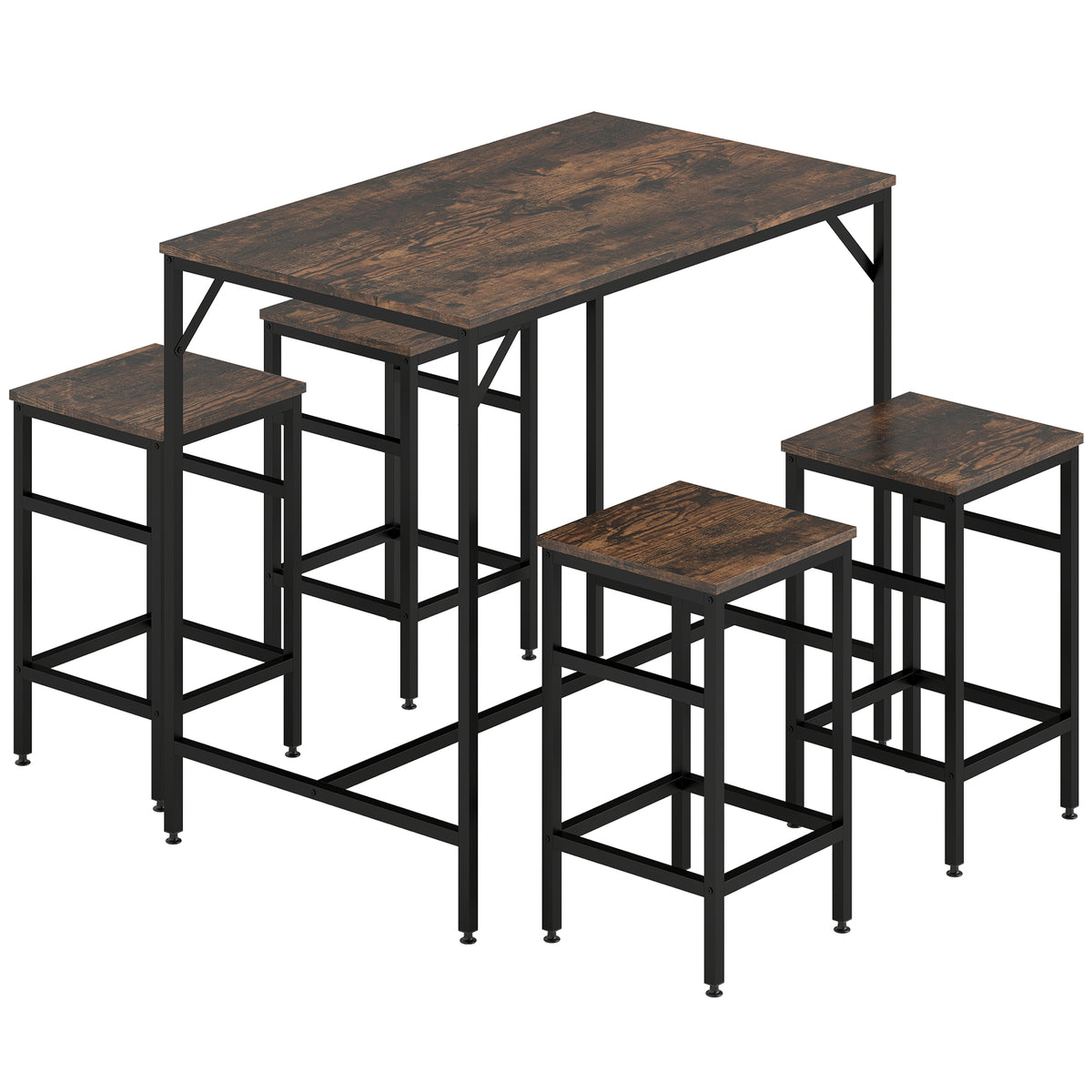 5-Piece Bar Table Set, Bar Table with Bar Stool Set, Dining Table with 4 Chairs, Kitchen Table for Dining Room