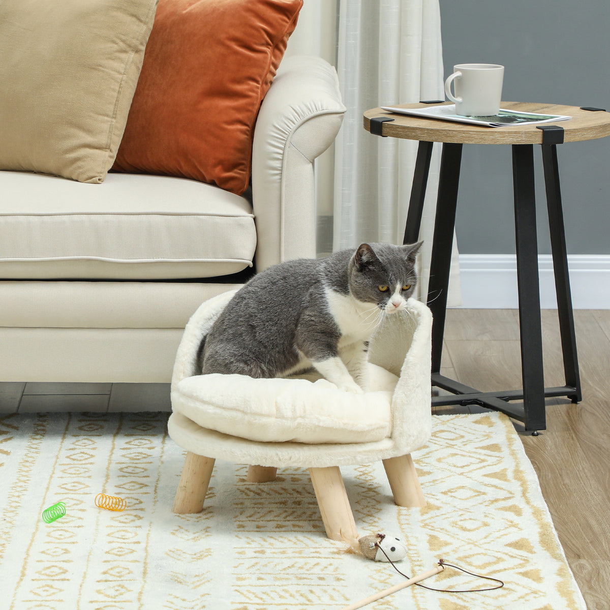 Pet bed for dogs and cats, soft & washable cushion, protective rim, 40.5 x 40.5 x 33 cm (2)