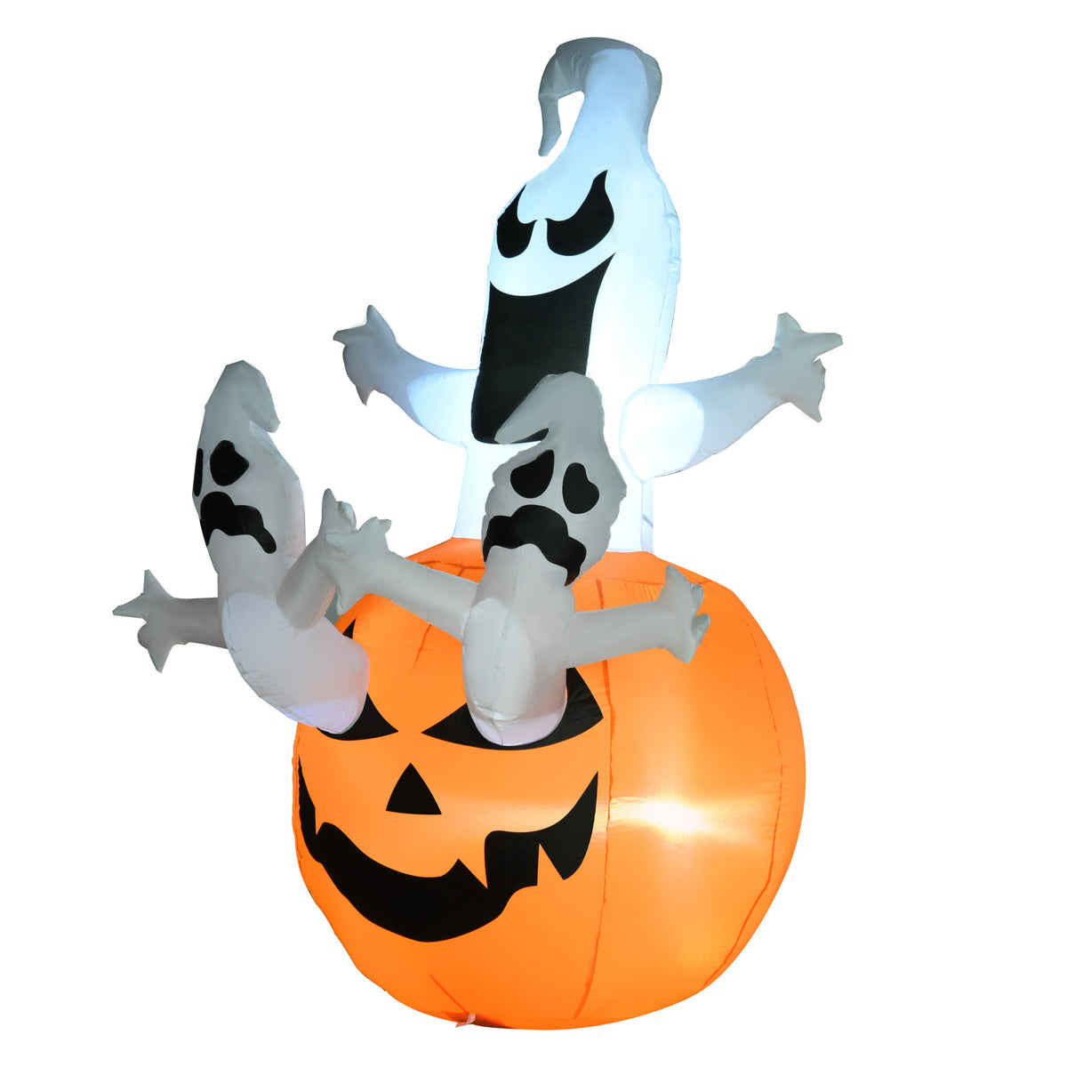 Inflatable Pumpkin Ghost Halloween Decoration Figure Air-blown with LED Lighting, Polyester, 120x120x180cm