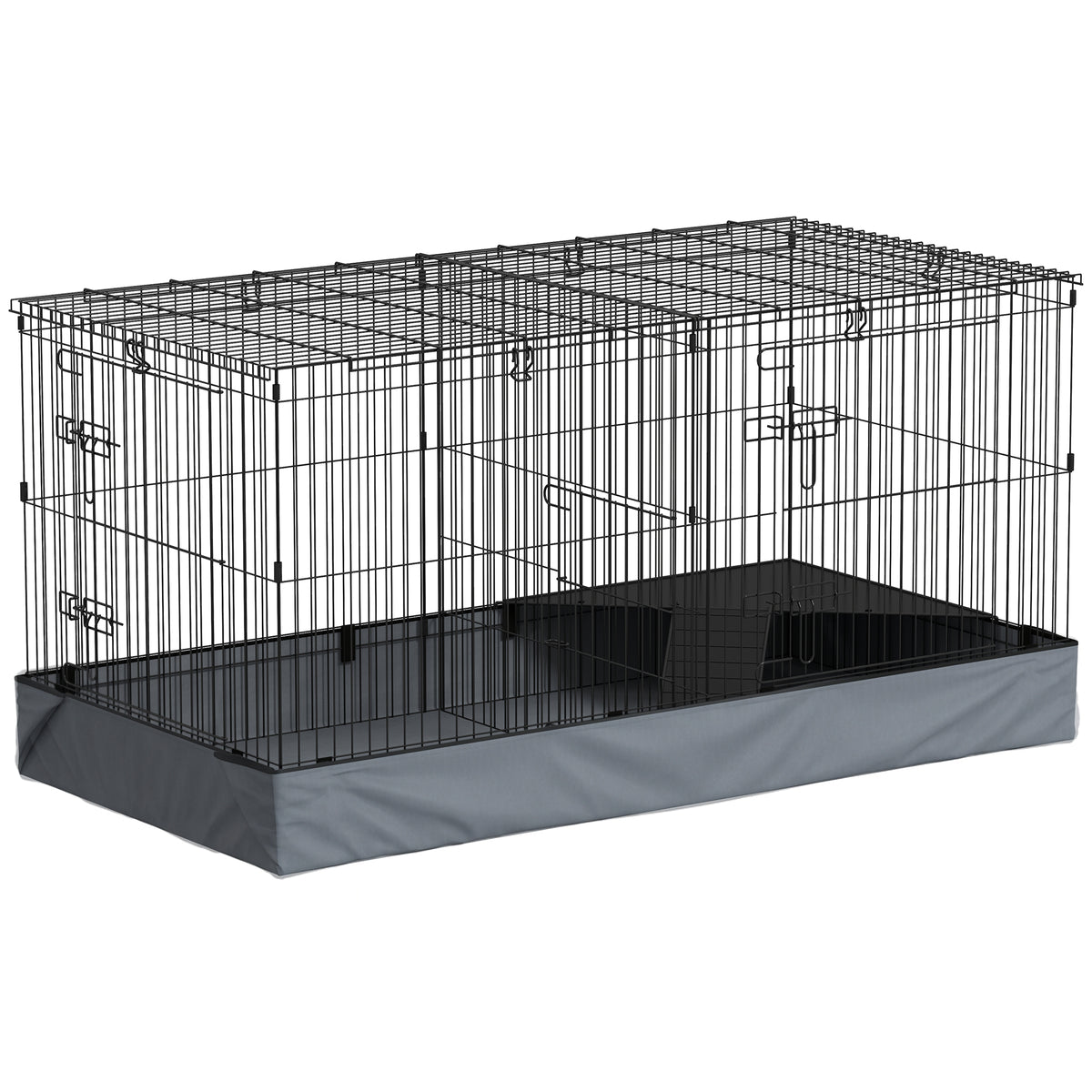 2-in-1 dwarf hamster cage, small animal cage, fabric floor, perches, ramp, black