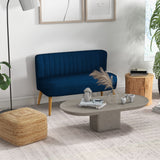 Retro-design 2-seater sofa, wooden legs, 117 cm x 56.5 cm x 77 cm, blue (10)