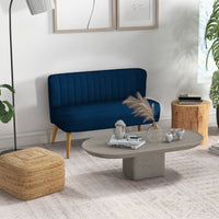 Retro-design 2-seater sofa, wooden legs, 117 cm x 56.5 cm x 77 cm, blue (10)