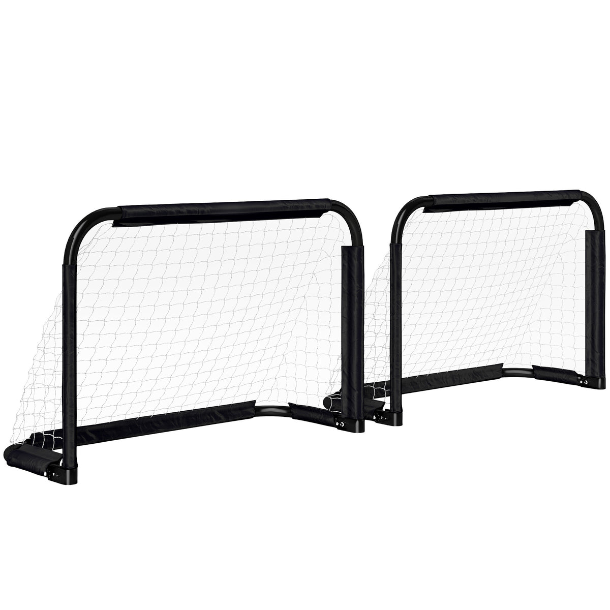 Soccer goal set, 2 foldable mini goals, metal frame, incl. tools, 90 x 36 x 60 cm, black
