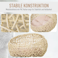 Rattan cat cave cat bed cat house with cushion cat tent pet house for cats dogs beige Ø56 x 35 cm (5)