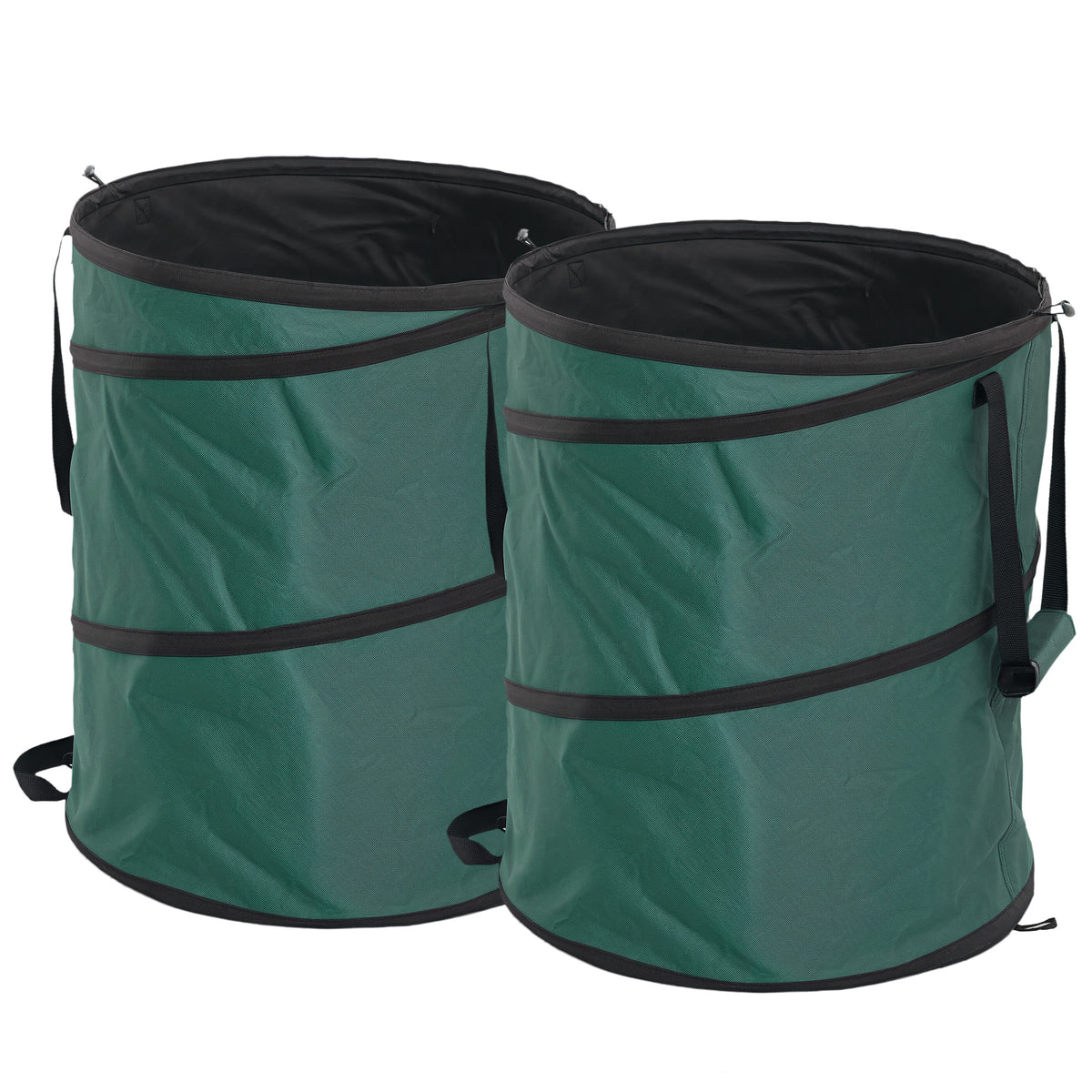 2x 160L Waterproof Garden Waste Bag with Carrying Straps and Handles, Stable and Robust Leaf Bag Green