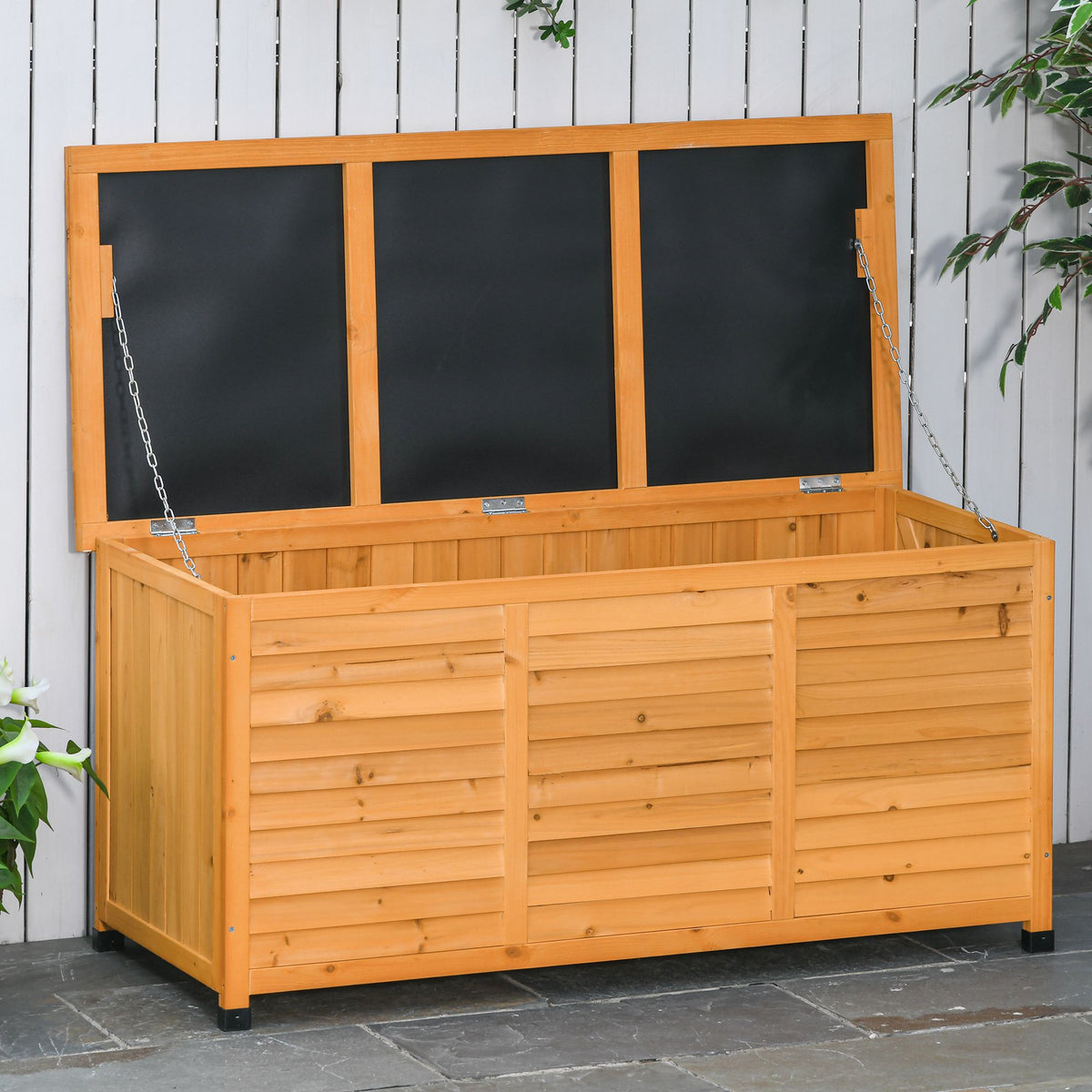 Garden box, cushion box, storage box, storage box, garden chest, weather-resistant, solid wood, 127 x 56 x 60 cm (2)