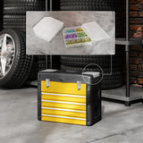 Toolbox empty, 49.7 x 25.3 x 40.7 cm tool chest with 4 drawers, mini-box steel yellow (8)