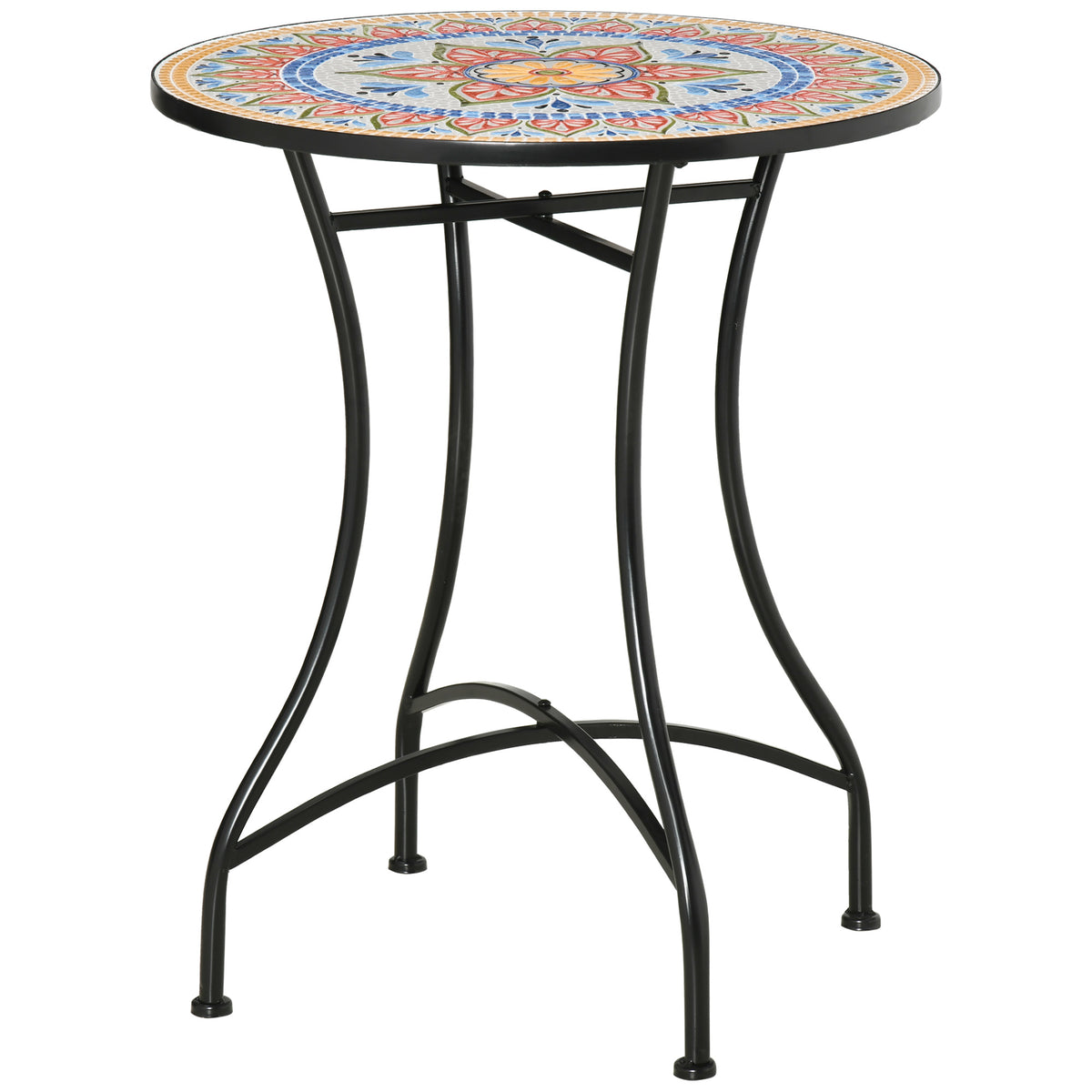 Garden table Ø60 cm, weather-resistant metal balcony table, outdoor dining table, camping side table, round