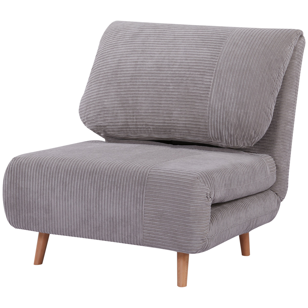 2-in-1 Sleeper Chair Guest Bed, up to 200 kg, adjustable headrest, corduroy look, 82 cm x 8 cm x 83 cm, grey