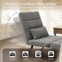 3-in-1 Foldable Sleeper Chair with Sleeping Function, 186 x 60 cm Sleeper Chair with 5-Level Adjustable Backrest (5)