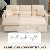 Adjustable sofa bed, L-shaped guest sofa with sleeper function, storage space, cushions, for living room, guest (5)