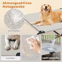 Outdoor Dog Cot, Elevated Dog Bed for Large Dogs, with Steel Frame, Breathable Mesh Fabric, 152x94x23 cm, Beige (5)