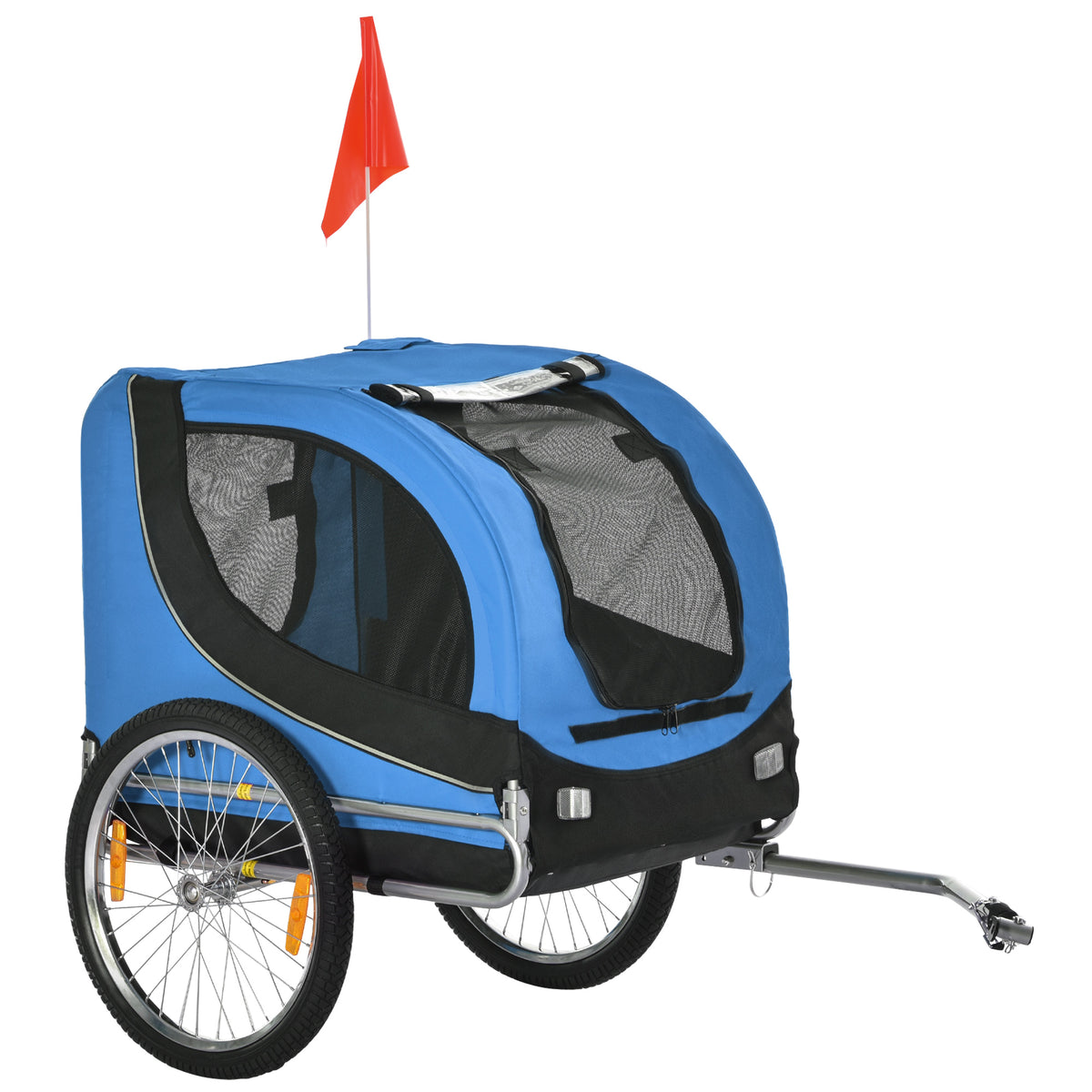 Bicycle trailer up to 20kg universal coupling safety anchor reflector steel blue+black