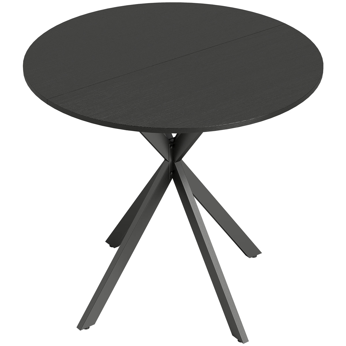 Round kitchen table, 80 cm, compact tabletop, chipboard, metal, black