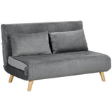Sofa bed, relax sofa, sofa, couch, incl. 2 cushions, velvet look, 130 x 78 x 79 cm, grey
