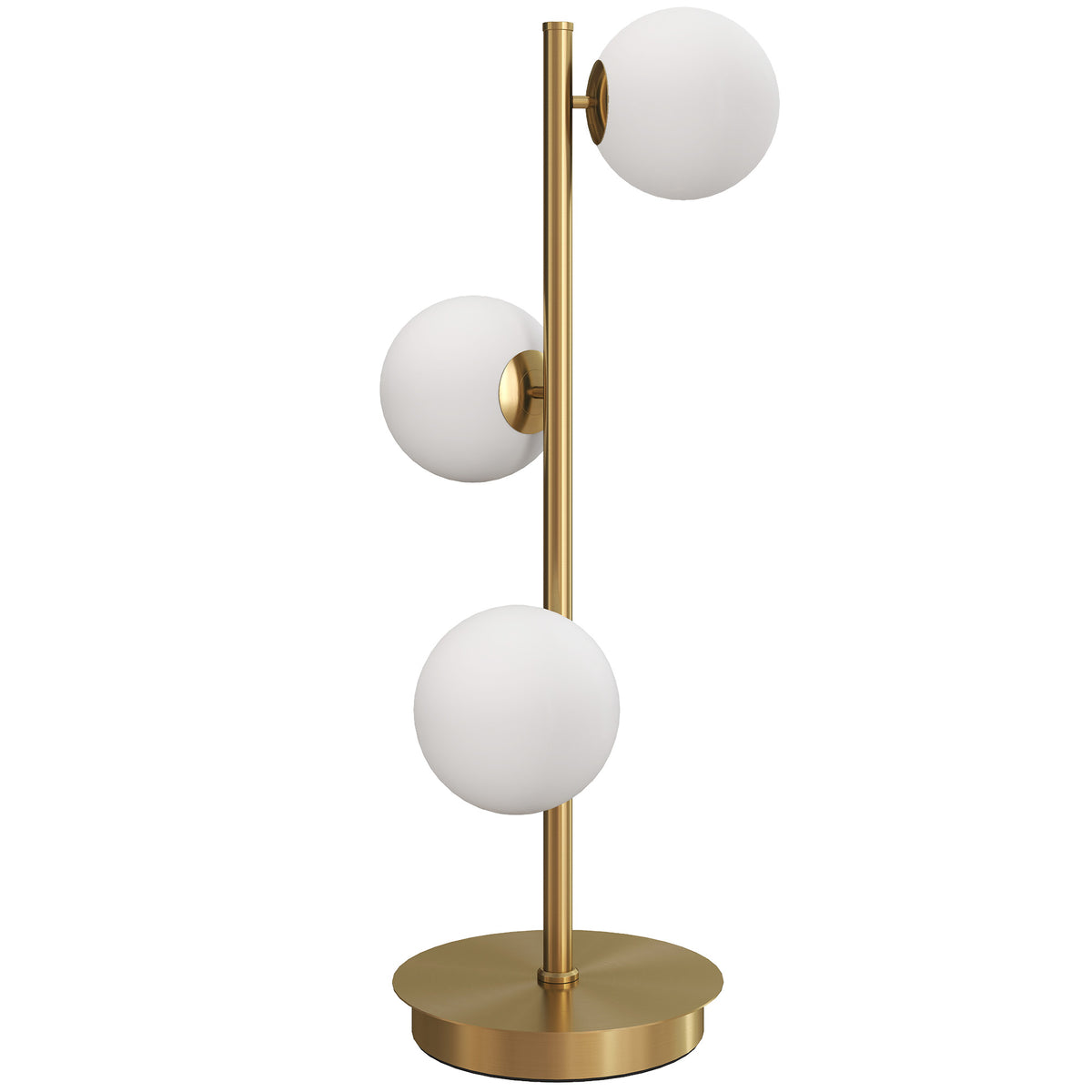 Table lamp with 3 globe shades, with sturdy steel base, G9 sockets, 24 x 24 x 53 cm, brass