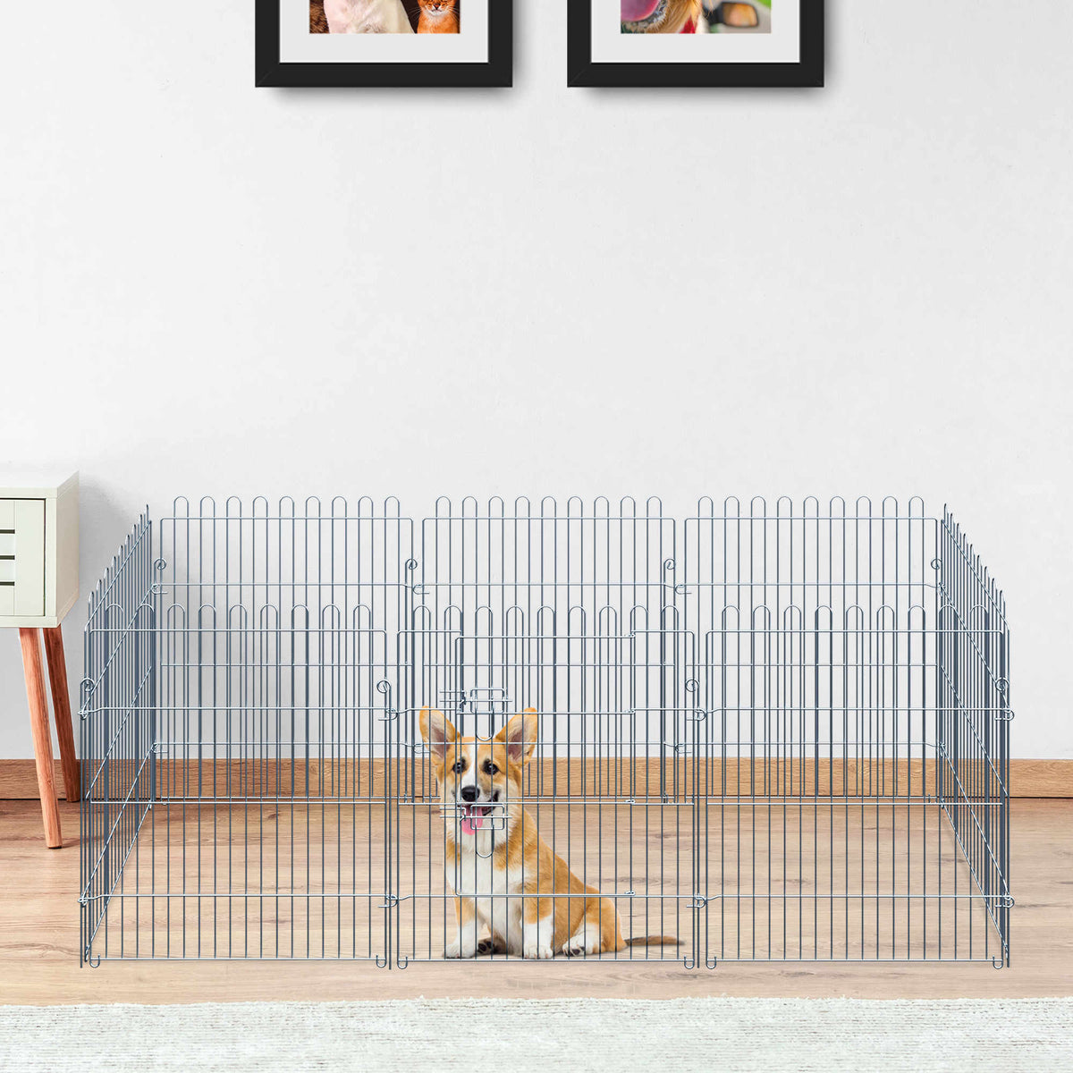 Exercise Pen Puppy Playpen Puppy Fence Playpen Puppy Gate for Animals 8-Panel W63 x H76 cm (2)
