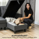 Corner sofa with sleeper function and storage box, L-shaped sofa bed with convertible chaise longue, for (6)