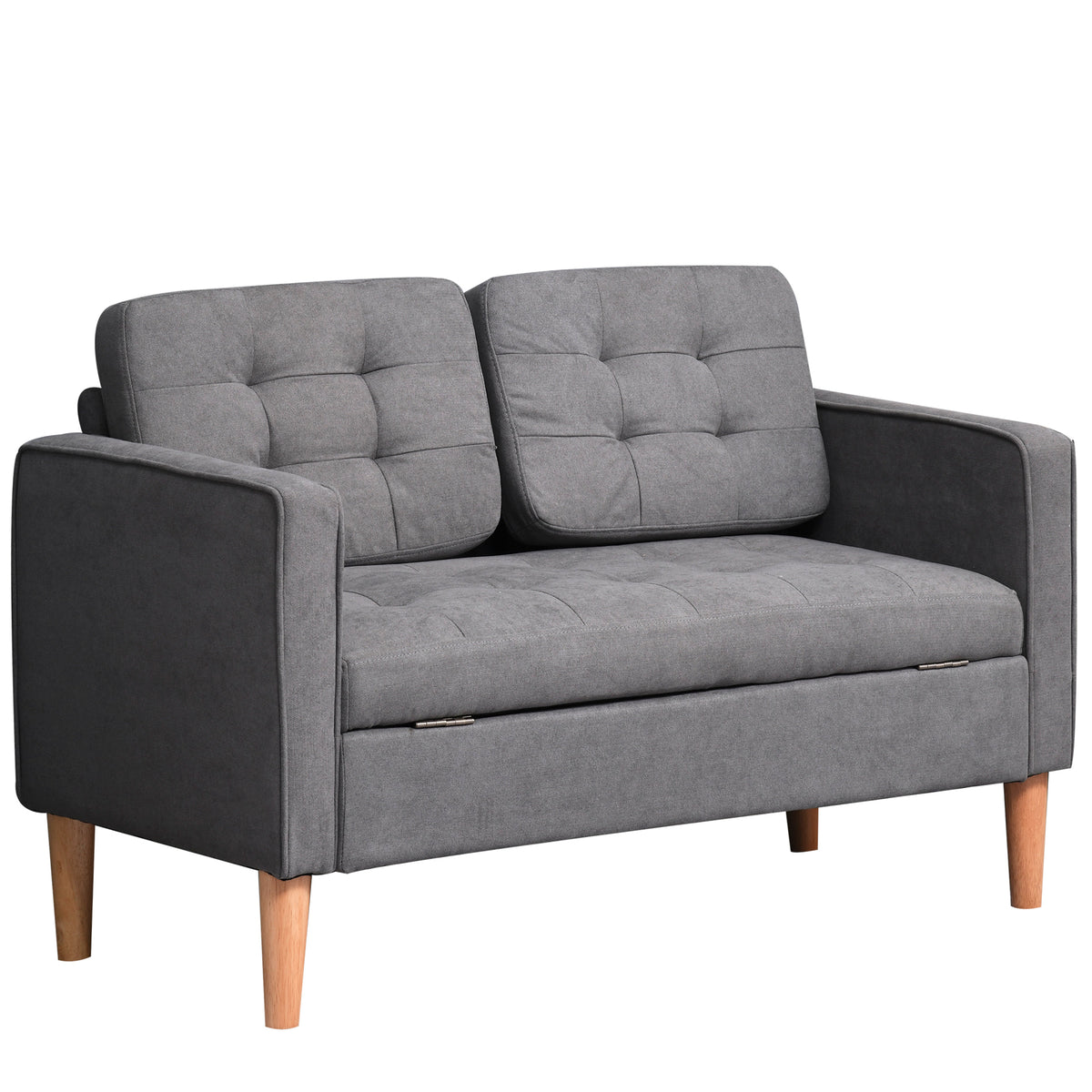 2-seater sofa, couch with storage, wooden legs, upholstered velvet-look sofa for living room, bedroom, 117 x 62