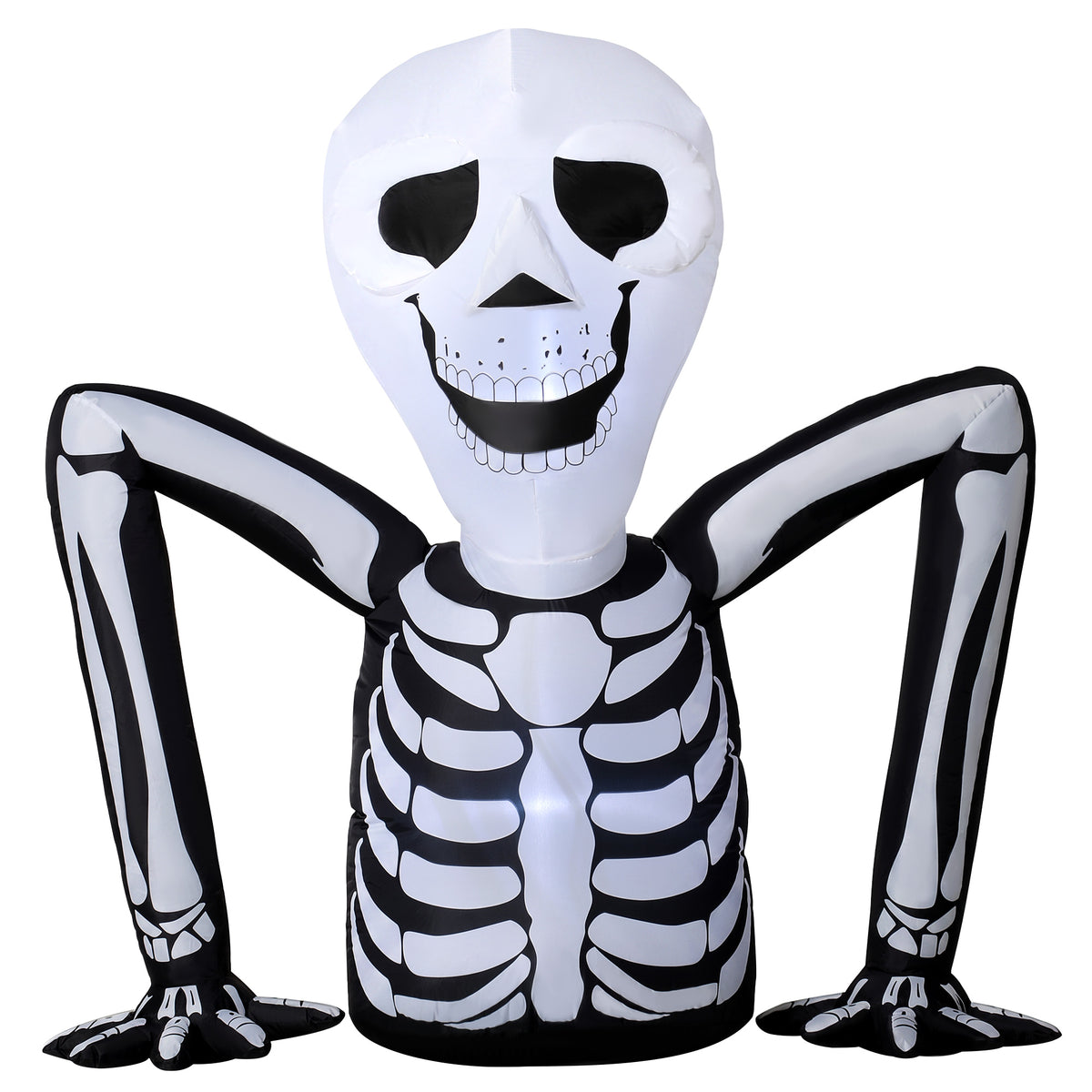 Inflatable Halloween skeleton, crawling out of the ground, with LED lights, spooky decoration for indoor and