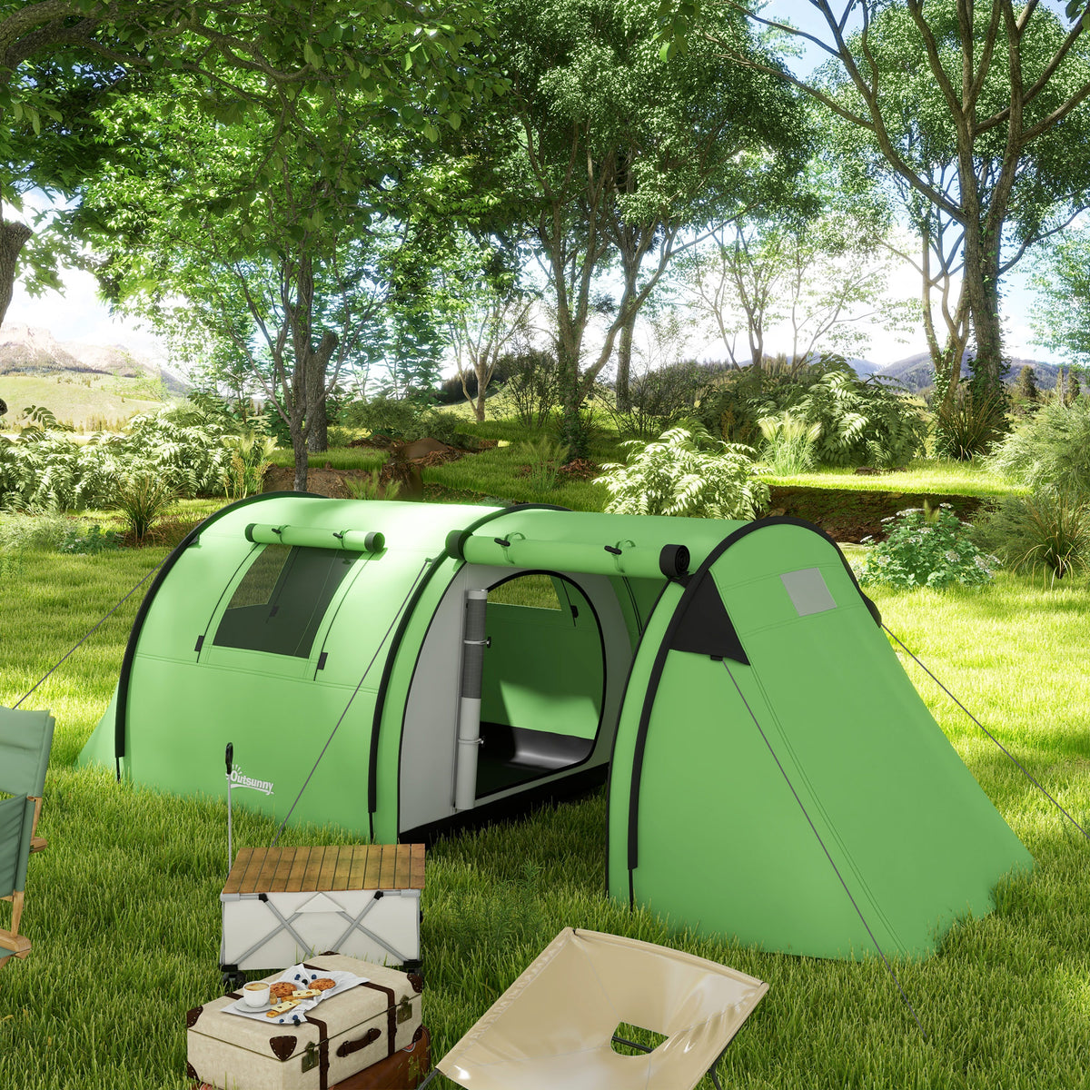 Camping tent for 3-4 people, stable, waterproof family tent with bedroom and living room, 3000mm water column (2)