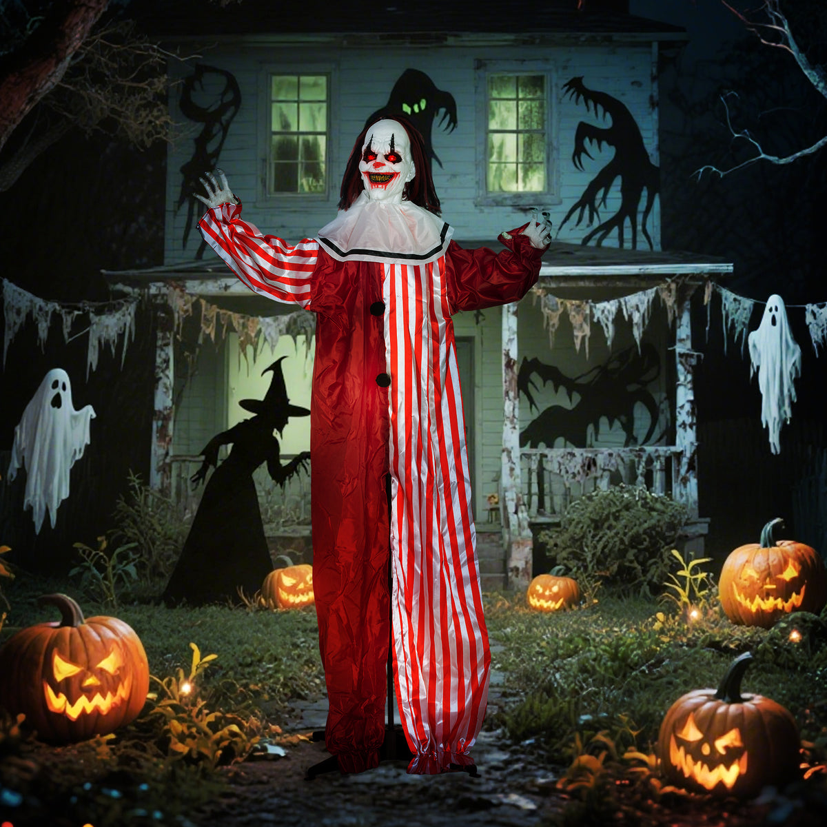 165 cm Halloween decoration Halloween clown with LED lights, sound function and body effect (2)