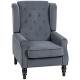 Wingback chair, reclining chair, armchair, vintage design, button tufting, turned legs, 74 cm x 86 cm x 102 cm