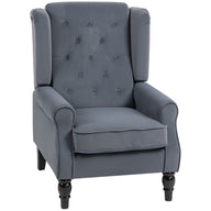 Wingback chair, reclining chair, armchair, vintage design, button tufting, turned legs, 74 cm x 86 cm x 102 cm