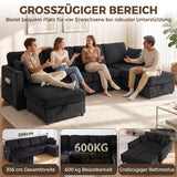 4-seater U-shaped corner sofa with storage ottoman, 306 cm corner couch in corduroy look, 4 cushions, for living (4)