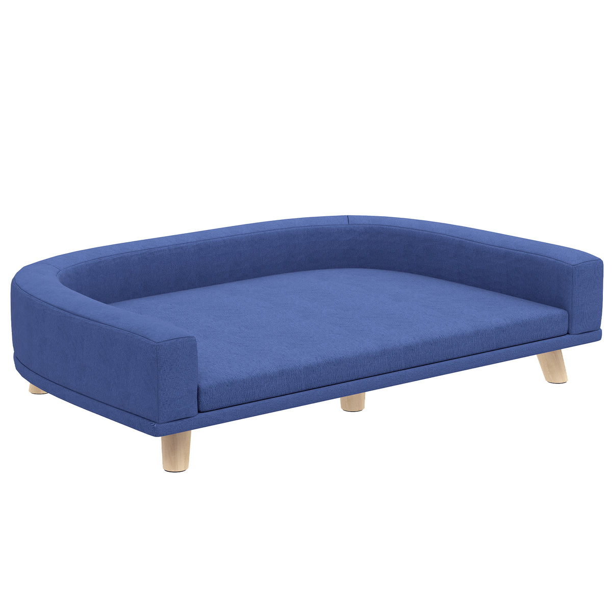 Dog bed, dog sofa, pet sofa, eucalyptus wood, 98 x 67 x 25 cm, blue