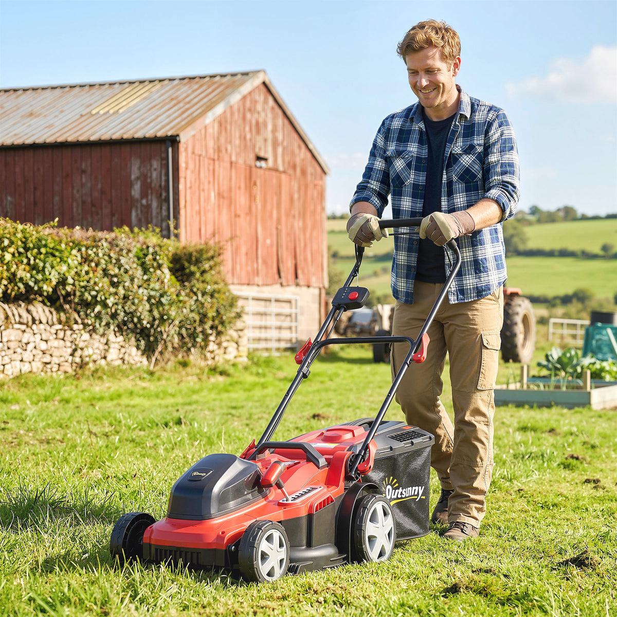 Electric lawn mower 800 W with 40 cm cutting width, 45L collection box, battery indicator, overload protection (2)