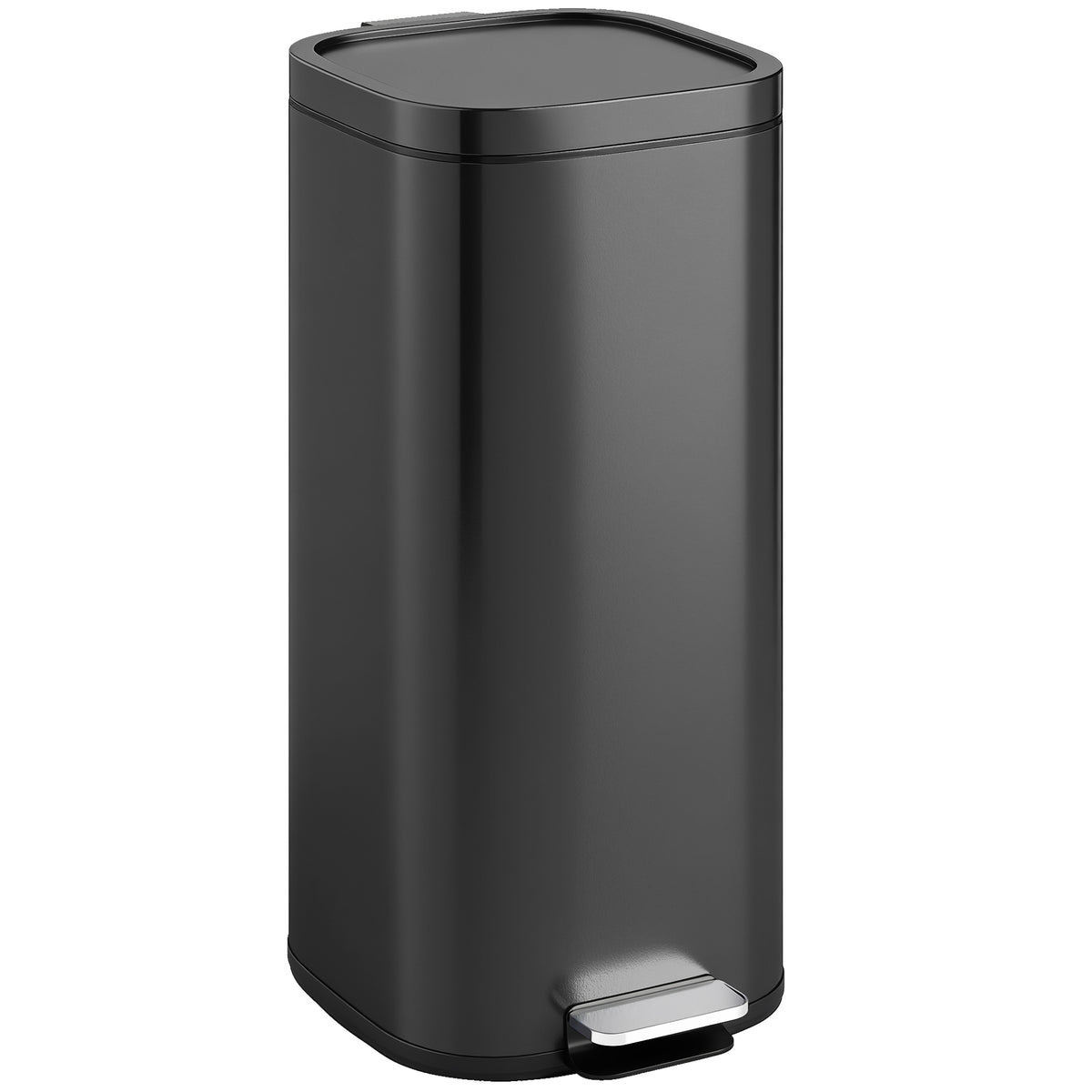 30L Kitchen Trash Can Pedal Bin with Lid, Soft-Close and Stay-Open Function for Kitchen, Home