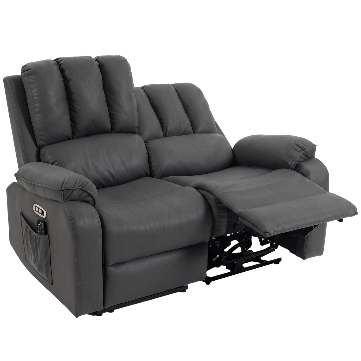 2-seater electric reclining sofa in leathaire with massage and heating function, 2 remote controls, USB/USB-C