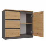 Kommode Malwa 1D3S/BA ANTHRAZIT EICHE ARTISAN – Produktabbildung 3