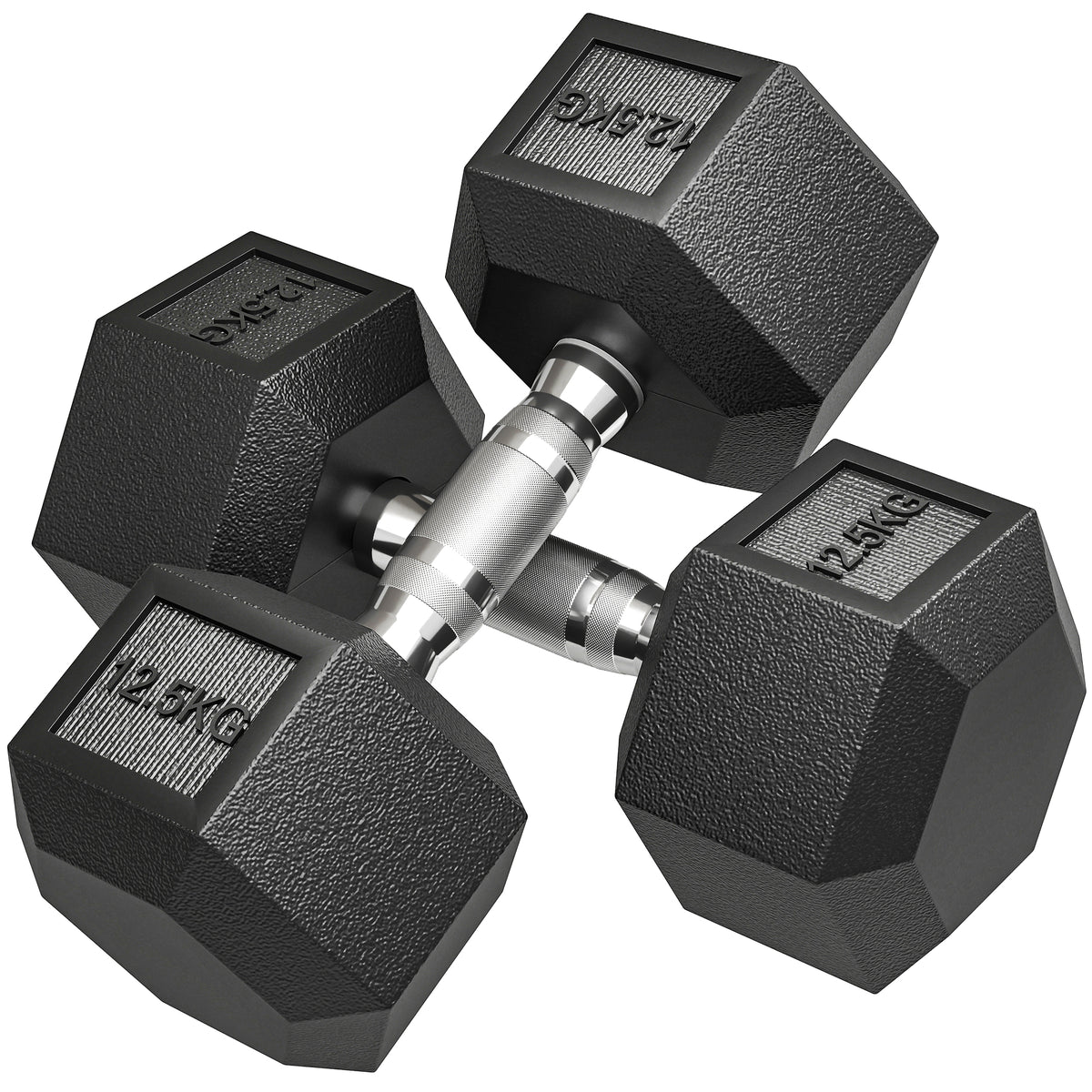 Dumbbells with knurled handle, cast iron dumbbell, 2 x 12.5 kg for home, gym, strength training