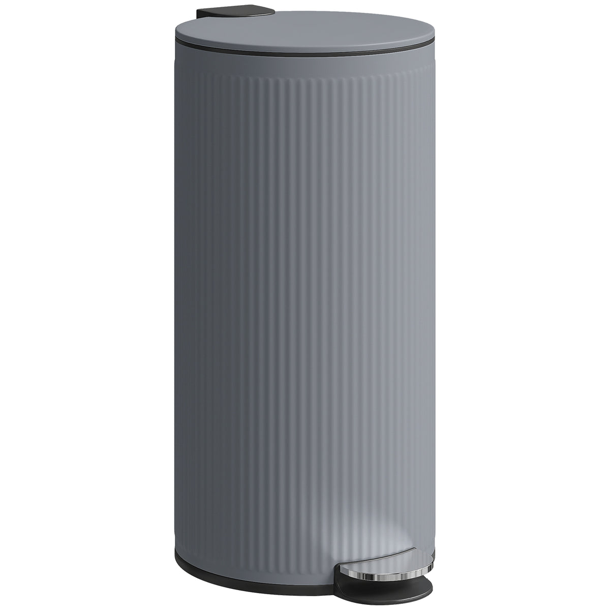 30 L Trash Can, Pedal Bin with Soft-Close Lid, Metal Inner Bucket, Black, 36 x 30 x 60.5 cm