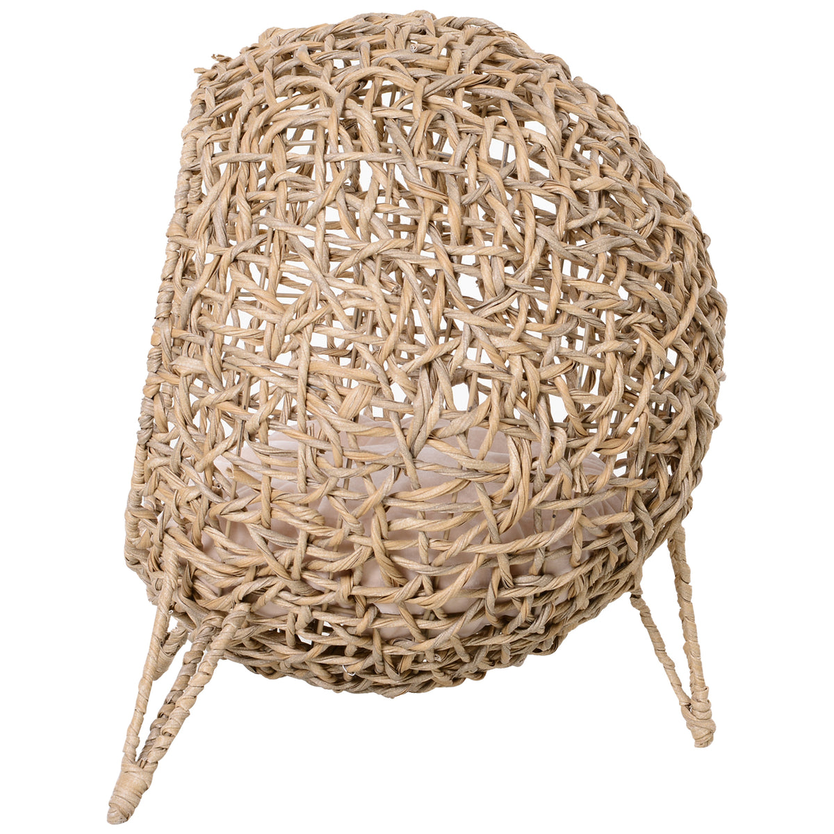 Rattan cat house with cushion, cat bed, cat cave with raised feet, natural, Ø52 x 58 cm (10)