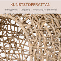 Rattan cat house with cushion, cat bed, cat cave with raised feet, natural, Ø52 x 58 cm (6)