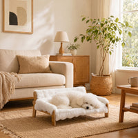 Elevated cat bed with wooden frame, removable cover, cotton filling, and non-slip feet, for cats up to 8 kg (8)