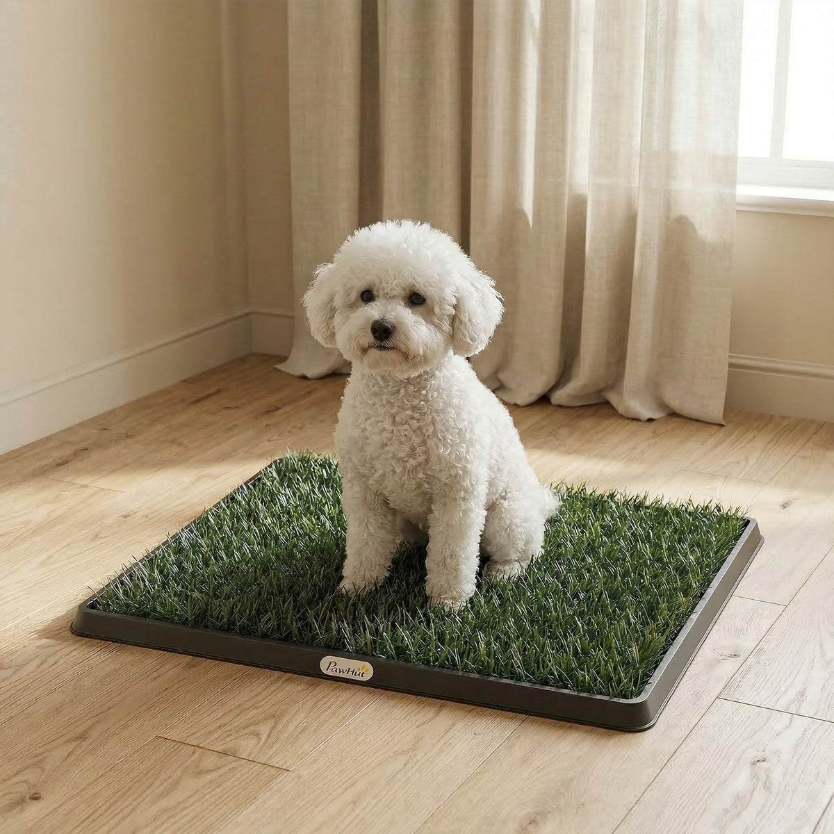 Dog toilet 63 x 50.5 cm dog potty with 2 washable artificial grass pads, puppy toilet for dogs for balcony home (2)