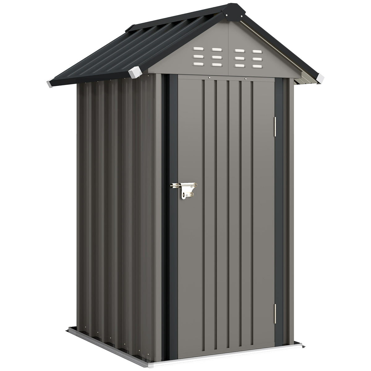 Metal garden shed 1.17 m², tool shed with gable roof, ventilation, lock, and gloves, 122 x 121 x 192 cm