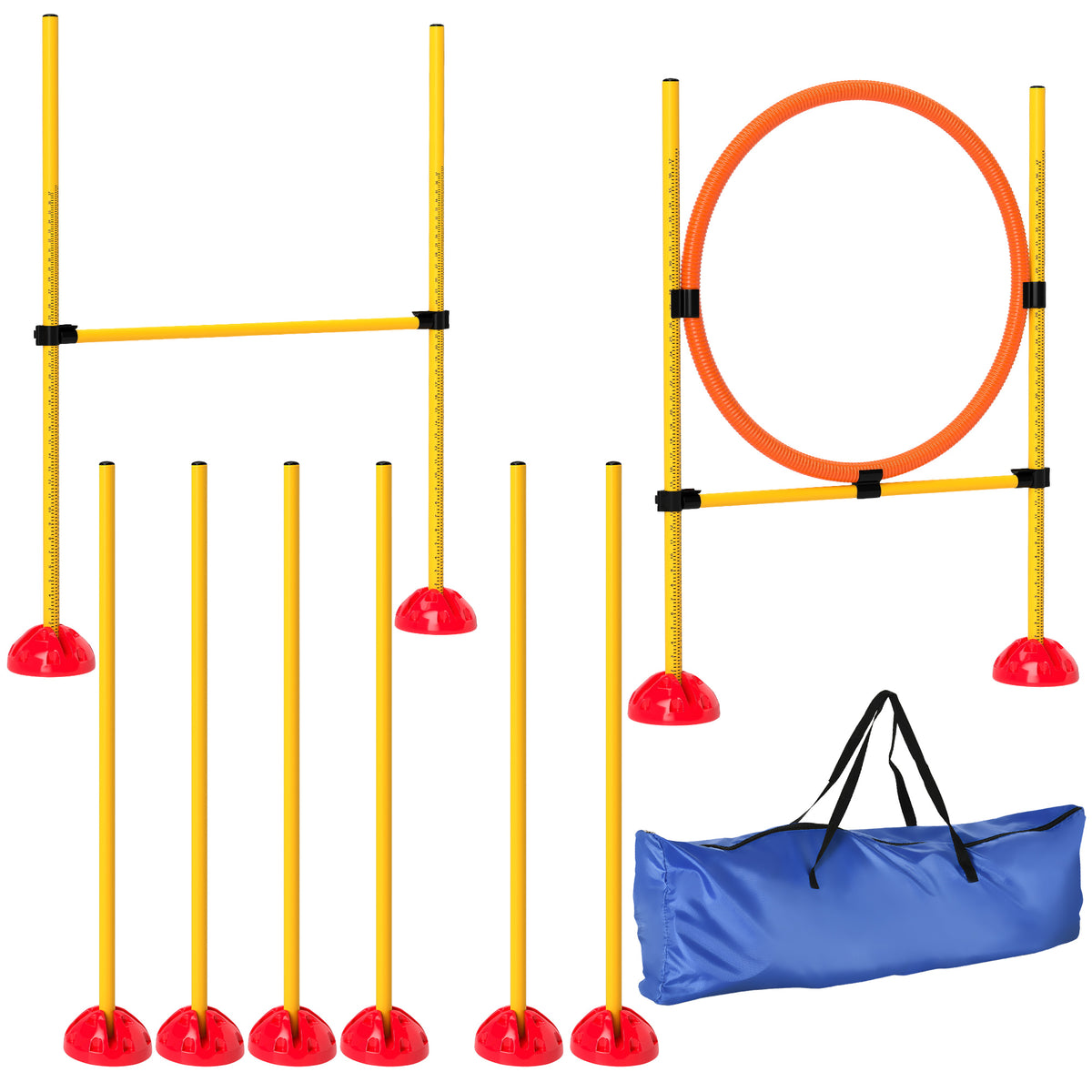 3-piece fillable dog agility set, agility equipment for dog training, plug-in hurdle set with slalom poles