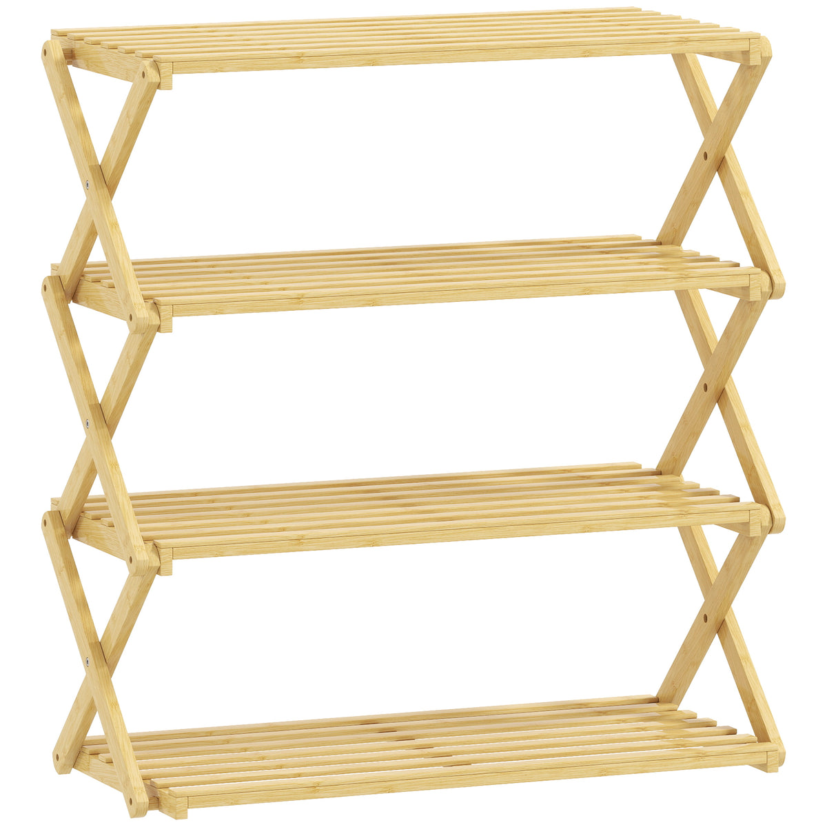 4-tier shoe rack, bamboo shoe organizer, for up to 12 pairs of shoes, for entryway, hallway, 60 x 29 x 67 cm