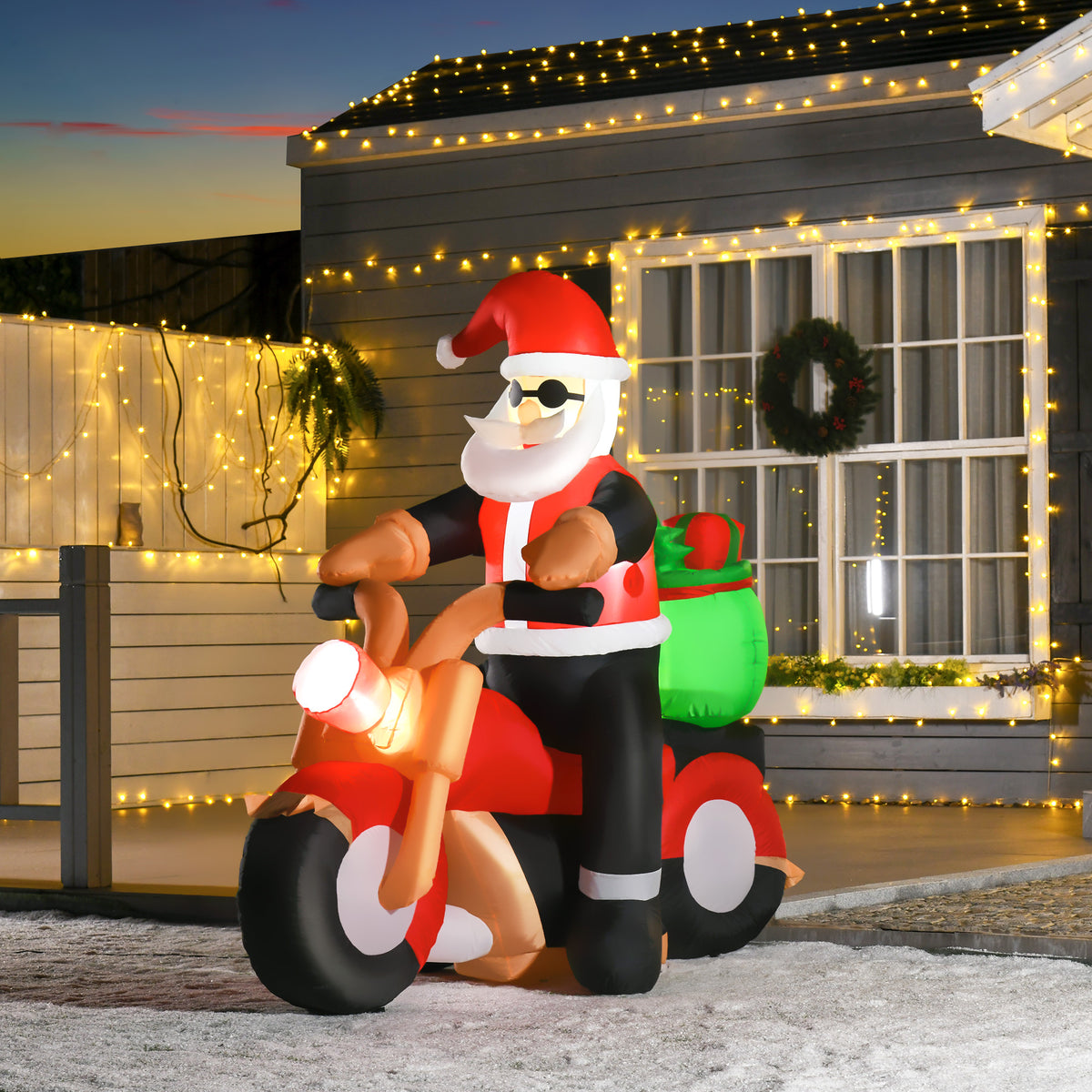 Christmas Decoration Inflatable Santa Claus Outdoor Christmas Decoration, incl. Blower, 1.65 m, Red + White + (2)