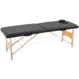 Portable Massage Table 2-Zone Foldable Height-Adjustable Massage Bed 60 cm Wide with Carrying Case Wooden Legs