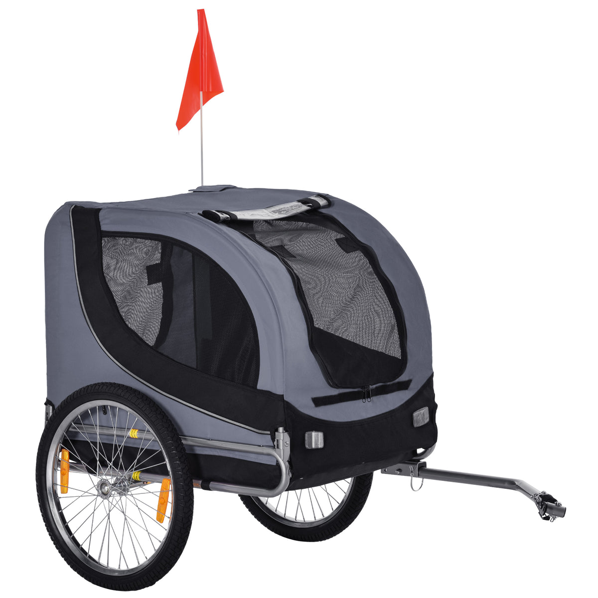 Dog trailer, bicycle trailer up to 20kg, foldable with universal hitch, reflectors, flag, storable