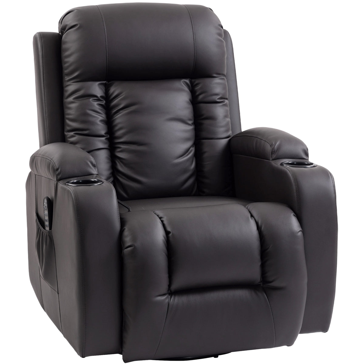 Massage chair with rocking, reclining & heating function, 3 modes, swiveling, dark brown