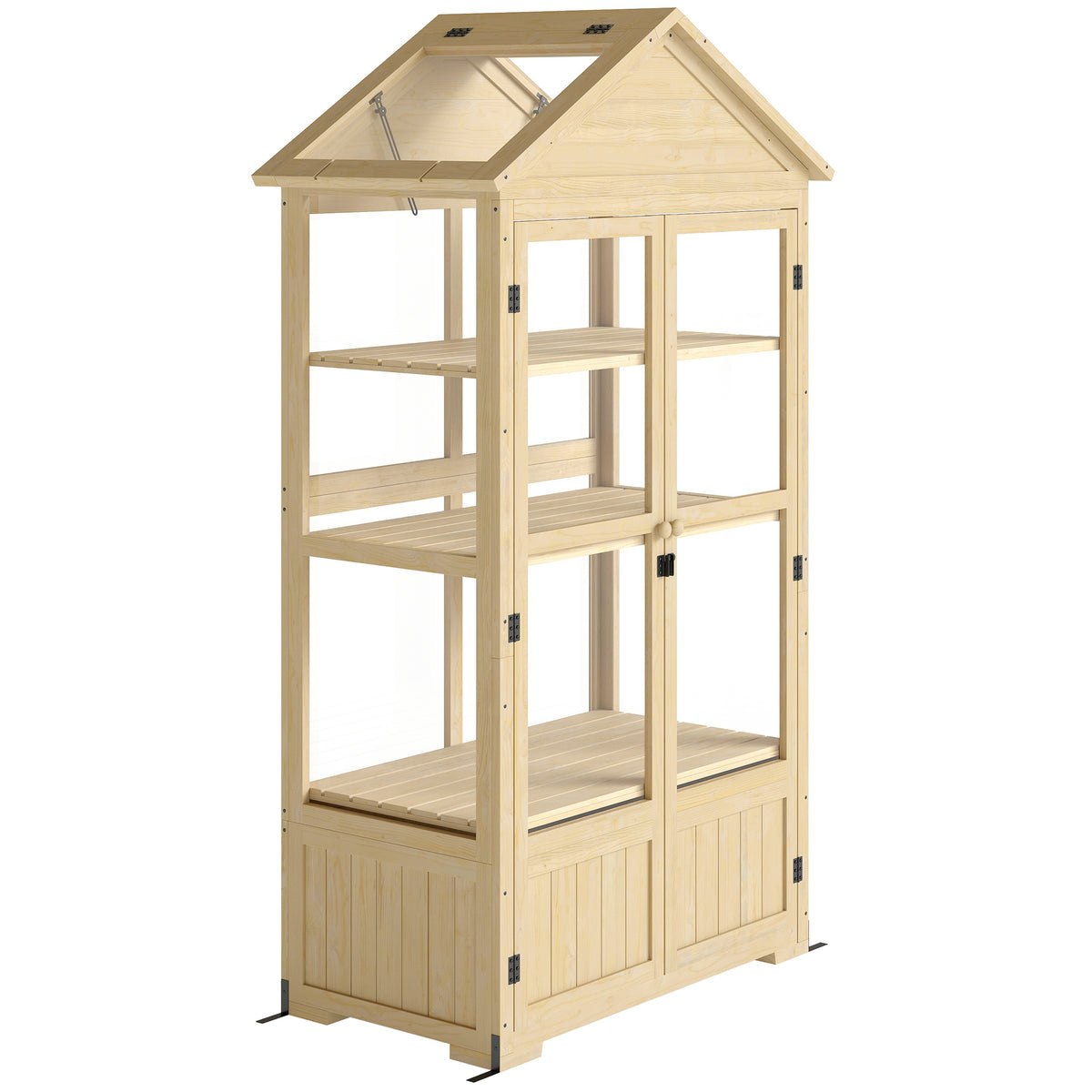 Greenhouse, with shelf, roof window, lockable door, acrylic, wooden frame, 100 x 56.5 x 178 cm